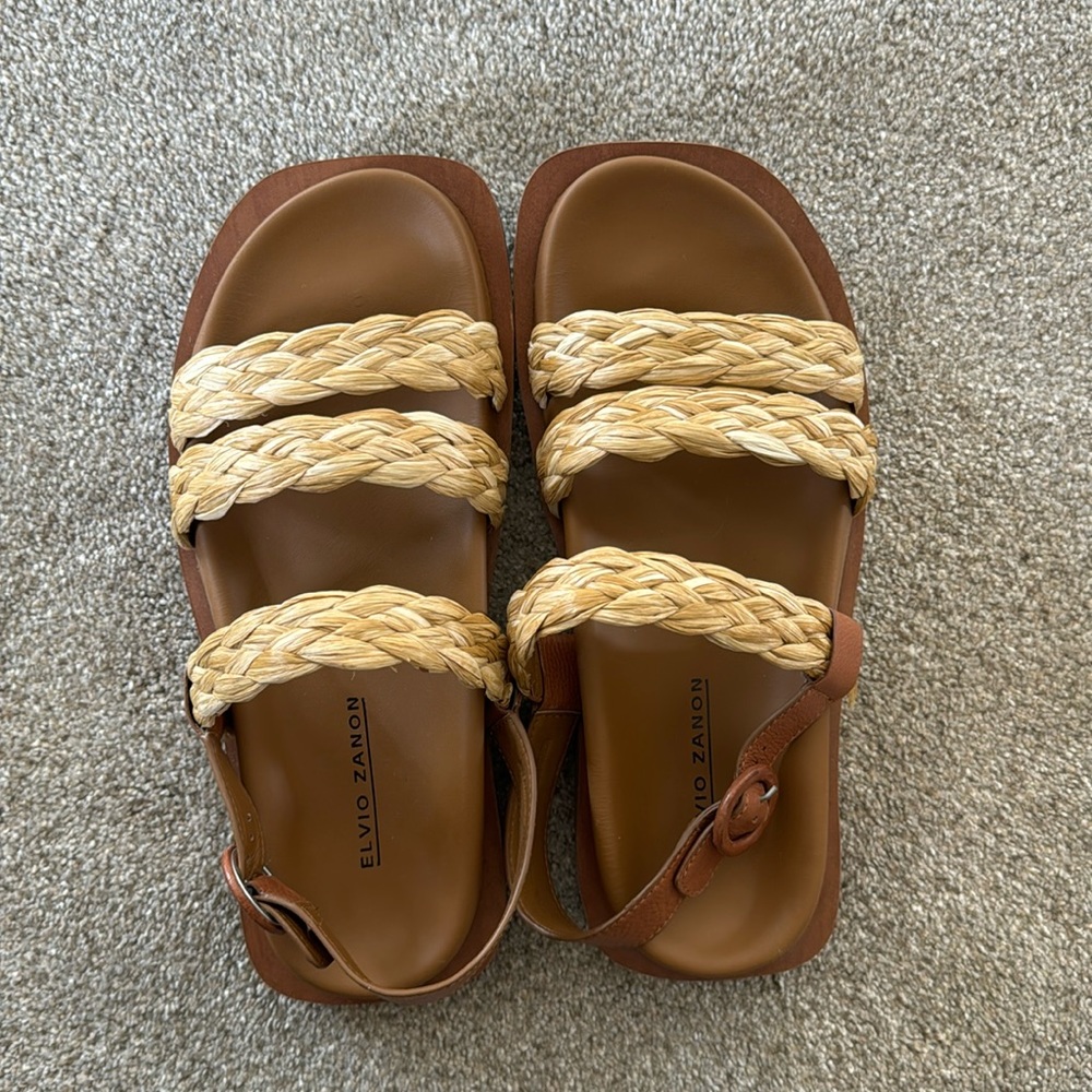Raffia Sandals Size 40/9 by Elvio Zanon